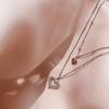 925 Sterling Silver Double Layer Bead Chain Heart Pendant Necklaces Charming Zircon Choker Necklace For Women S -N468