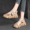 Genuine Leather Casual Thick Sole Peep Toe Sandals Hollow Breathable Women's Platform Shoes