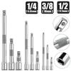 1/4" 3/8" 1/2" Drive Extension Set Socket Ratchet Wrench Extension Bar,50/100/150/250mm Ratchet Wrench Socket Extender Hand Tool