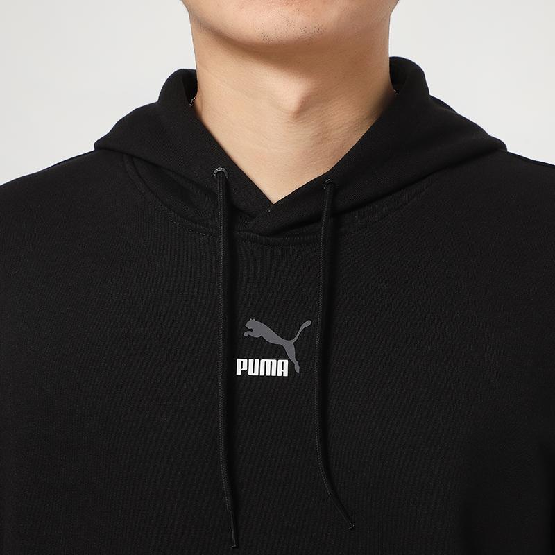 Puma Sports Casual Printed Logo Hoodie Men Tops Black 531243-01