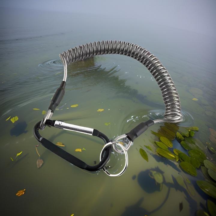 Retractable Elastic Steel Cable Fishing Lure Clamp with Anti-Lost Spring Rope