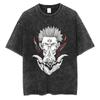 Unisex Vintage Anime Printed Washed T-shirt Men Women Cotton T Shirt Hip Hop Streetwear Summer Crew Neck Short Sleeve Tees Tops