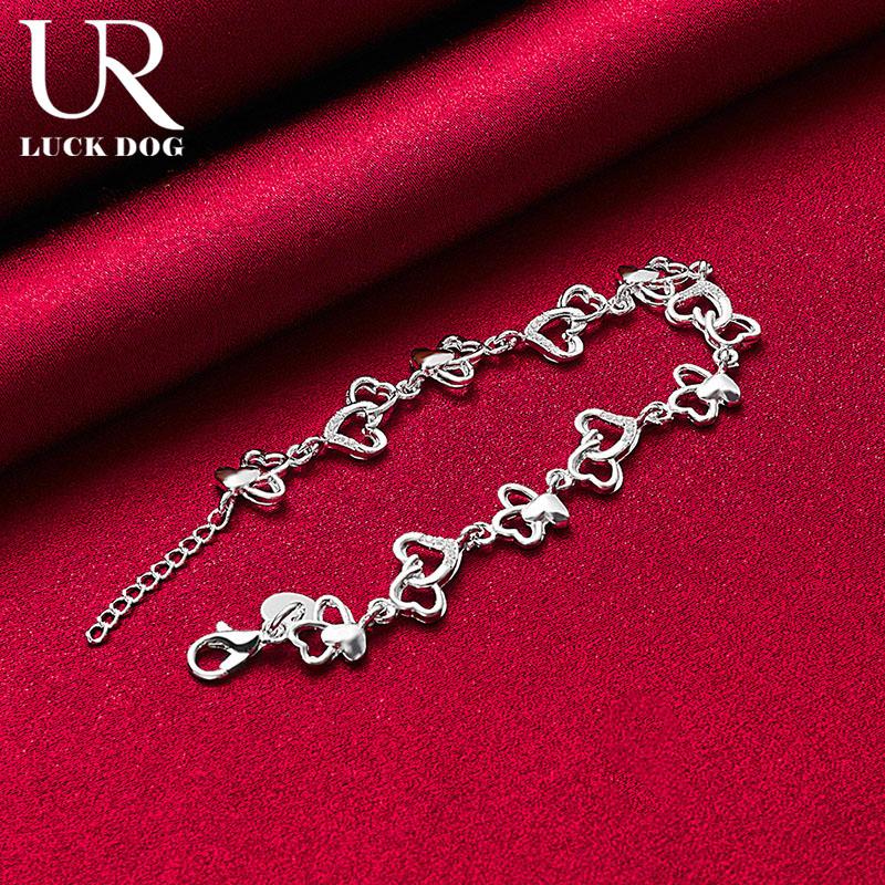 925 Sterling Silver Heart-shaped AAA Zircon Bracelet Fashionable Wedding Jewelry