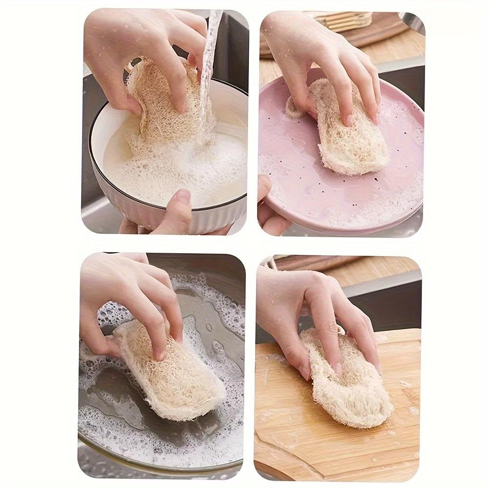 Natural Luffa Sponge Dish Washing Cloth Loofah Scrub Pad Dish Pot Easy To Clean Scrubber Sponge Kitchen Clean Brushes Household