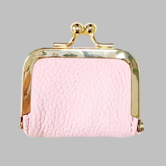 Ladies Mini Coin Purse Genuine Leather Wallet Solid Color Kiss Lock Change Pouch Small Storage Bag for Jewelry Keys