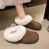 Birkenstock Fluffy Slippers for Women To Wear New Autumn and Winter One-pedal Plush Shallow Mouth Warm Bag Head Half-towed Cotton Slippers