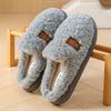 Thick-bottomed Cotton Slippers Autumn and Winter Indoor Home Fleece Warm Couple Three-color Splicing Plush Slippers