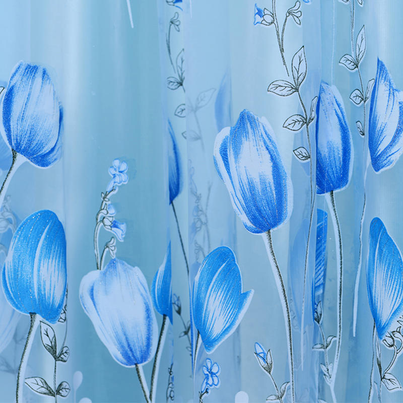 Tulip Flower Sheer Window Curtain Beads Tassel Door Scarf Drapes Valance Home Supplies