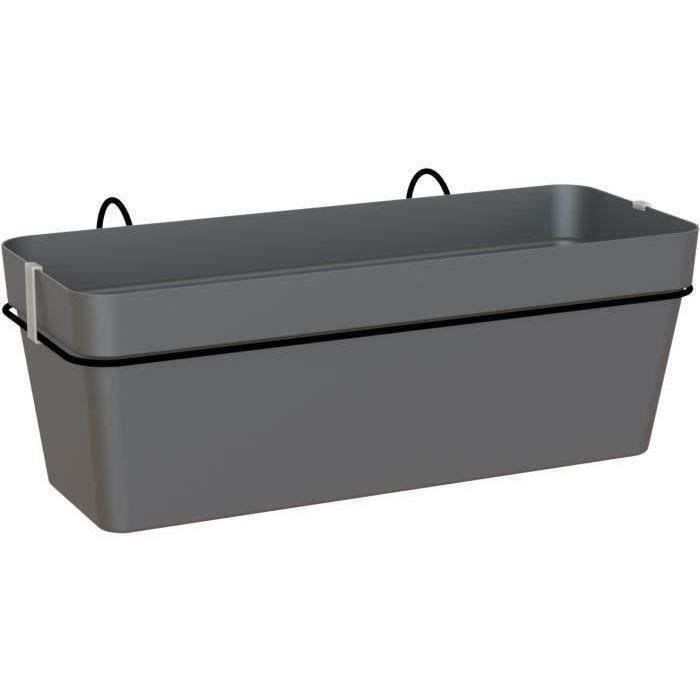 ARTEVASI Balcony Kit CAPRI RE Planter 50cm Anthracite - 50.2 X 28.5 X H20 Cm - 1.45L