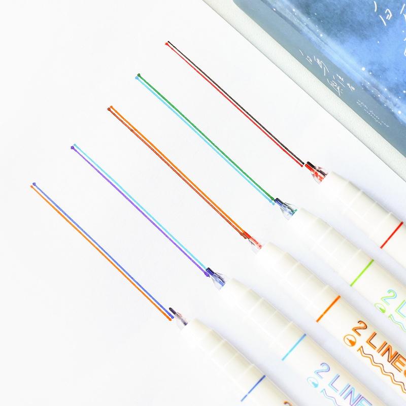 Two-color Key Double-line Pen Three-dimensional Outline Cute Dreamy Drawing Creative Girl Heart Round Head Hand Account Pen Fluorescent