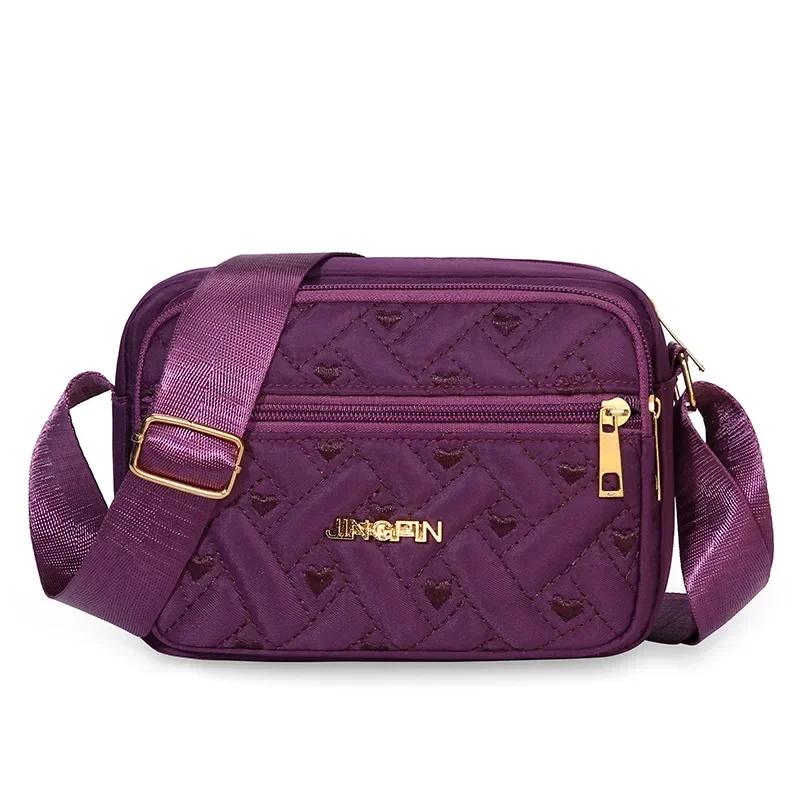 New Fashion Embroidery Women Nylon Square Handbags Lady's Shoulder Cross Body Female Casual Women's Zipper Handbag