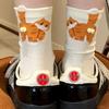 Women's Summer Cartoon Cat Jingle Bell Socks - Japanese Style Mid-Calf Length