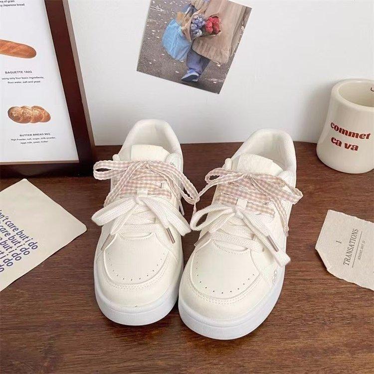 Pink Thick Baseplate Shoes Female Korean Version 2025 Autumn New Chic Niche Design Breathable Student Sports Little White Shoes
