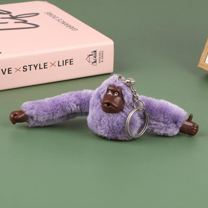 Cute Girl Plush Fur Monkey Key Chain Orangutan Keychain On Pant Women Bag Car Trinket Female Toy