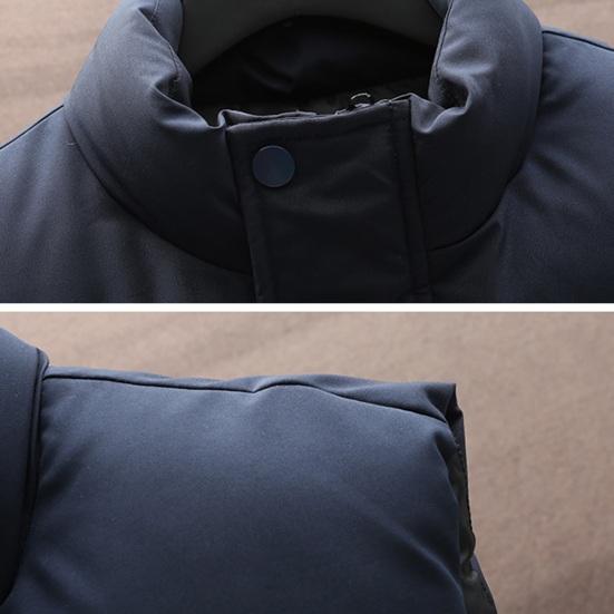 Men Waistcoat Stand Collar Sleeveless Zipper Placket Cotton Vest Coat with Side Pockets Solid