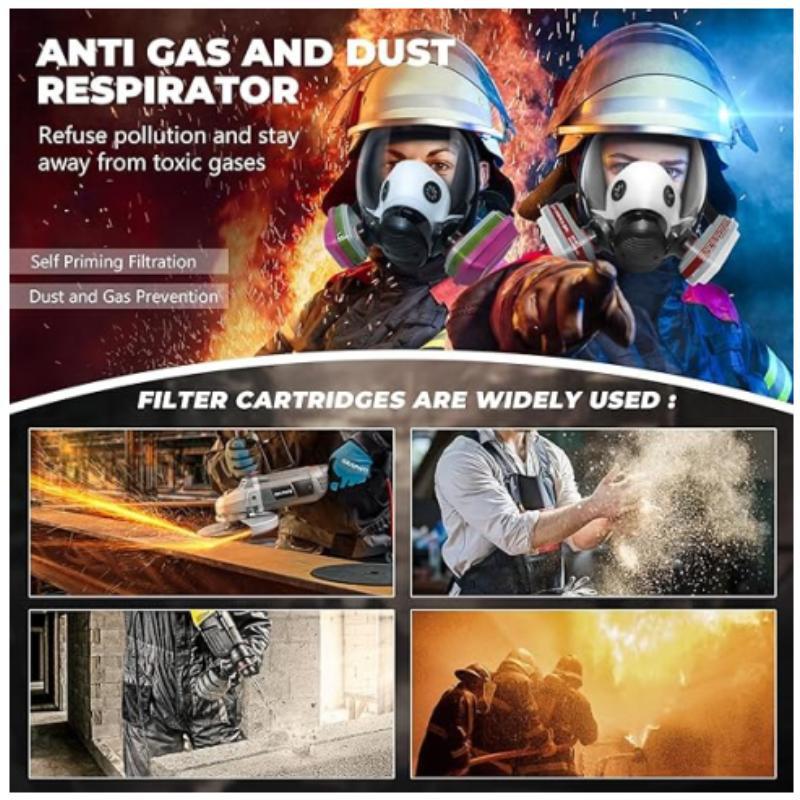 Полнолицевая респираторная противогазная маска, противогаз, подходит для дымовой химии, покраски, тактики - спасательный пояс с фильтром из активированного угля