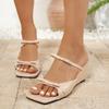 Bowtie Decor Wedges Sandals for Women Plus Size Thick Sole Square Toe Slippers 2025 Summer Comfor Light Non Slip Beach Shoes