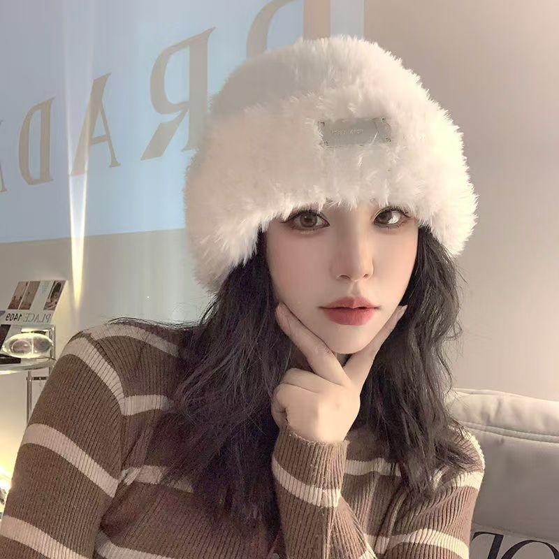 Cute Bear Ears Knitted Hat Children's Autumn and Winter New Soft Waxy Plush Big Head Circumference Warm Bag Head Wool Hat