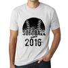 Men’s Vintage Tee Shirt Graphic T Shirt Softball Since 2016 Vintage White