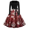 Women's Fashion Round Neck Casual Slim Christmas Printed Long Sleeve Dresses