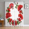 Poppy Flowers Sheer Curtains For Living Room Kids Bedroom Tulle Curtains Kitchen Window Treatment Drapes