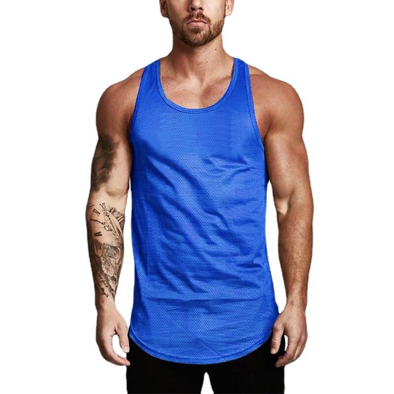 Muscleguys Sports Vest Summer Casual Loose Bottoming Shirt Men's Fitness Mesh Sleeveless T-shirt