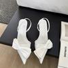 Fashion Women New Luxury Open Heel Rear Tripstrap Pointed High Heels French Fashionable Casual Versatile Butterfly Bow Headband Sandals