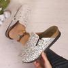 2025 New Women Slippers Casual Non Slip Flat Sandals Spring Sequined Half Slippers with Cork Toe Comfortable Shoes Slides Women