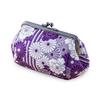 Noren Gamaguchi Pouch Puffed Round Small Item In Japanese Pattern (Retro Flower, Weave, Bag-Shaped Pouch/Purple) Makeup, Cosmetics, Travel, Medicine,