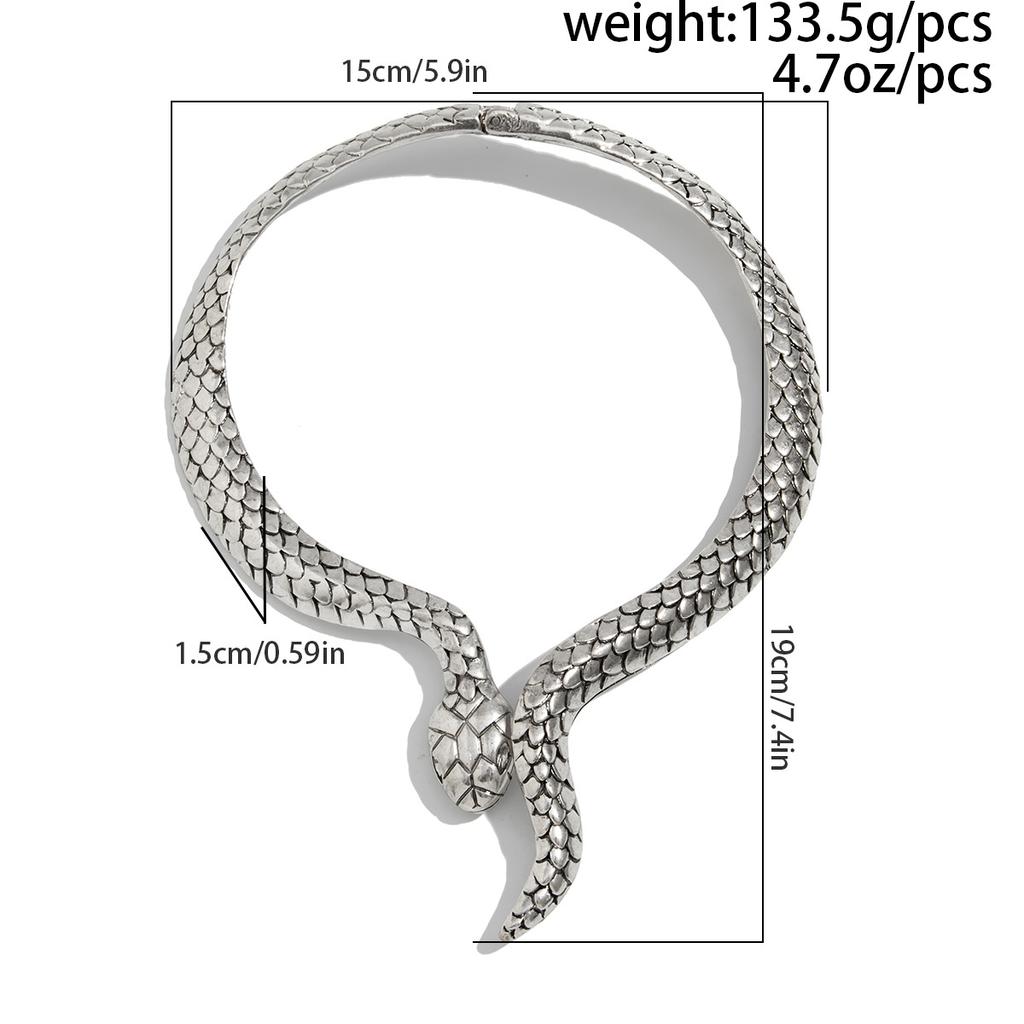 Exaggerated Silver Snake Alloy Collar Punk Style Winding Choker Necklace Retro Fashion Personality Spring Style Collar for Women