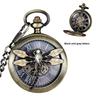 Butterfly Dragonfly Flip Retro Copper Mechanical Pocket Watch
