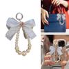 Handmade Jewelry Bag Pendant Fashion Simple Pearls Bowknot Keychain Delicate Bag Charm Ornament for Daily Use