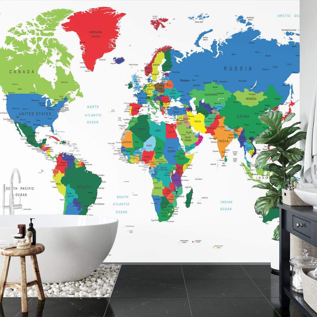 Photomural World Map Washable Fleece 520x318
