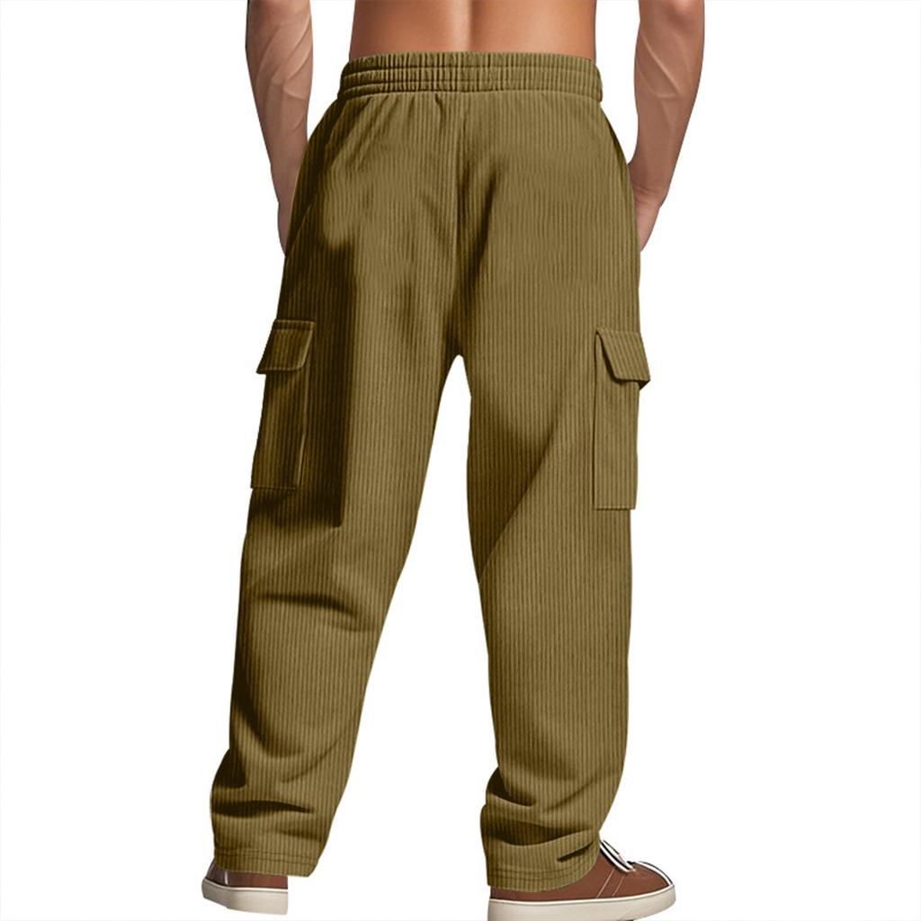 Men's Corduroy Seasonal Thin Breathable Workwear With Multiple Pockets And Loose Casual Wide-leg Pants