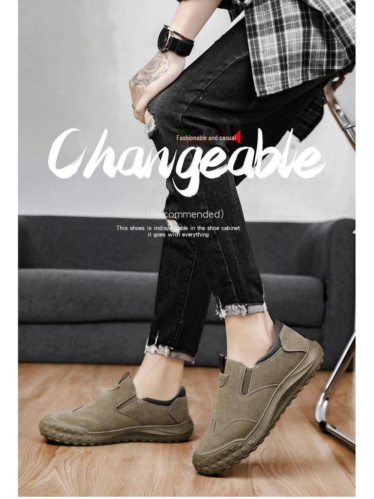 Men's Retro Waterproof Slip-On Work Shoes - Non-Slip, Wear-Resistant Low-Top for Autumn and Winter