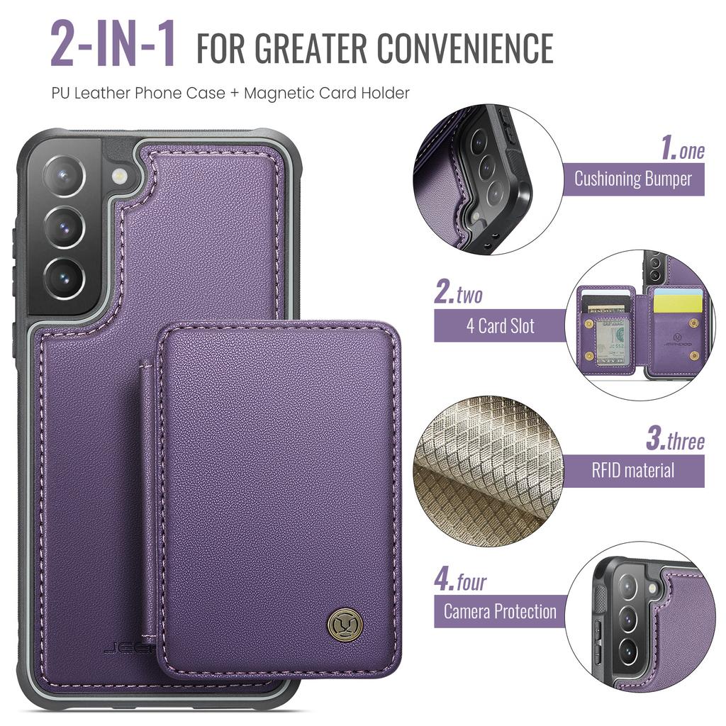 For Samsung Galaxy S21+ 5G Case Leather Mobile Cover with Detachable Magnetic Card Bag