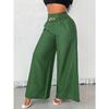 Women's Fashion Casual Solid Color Print High Waist Trousers Pants & Capris