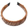 QinGoo Wide Leather Headband with Coffee Comfortable Hair Korean 1 Piece Ruffles, Accessory, Cute, Women's, Style, (Coffee)