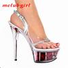 Women's Shoes Fashion High Heel Dance Sandals Slim Heel Night Club Bar Banquet Flower Crystal 15cm Heel 5cm Platform YKC