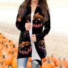 Women's Fashion Casual Halloween Printed Mid-Length Irregular Hem Cardigan Jacket