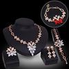 4Pcs Jewelry Set Flower Design Birthday Gift Durable Necklace Earrings Bracelet Ring Jewelry Set for Wedding