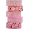 5 Masking Tapes, Sakura Flower Patterns, Japanese Spring