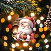 5 Pcs Santa Claus Ornaments 2D Acrylic Cartoon Santa Claus Pendant Christmas Tree Hanging Decoration for Car Tree Door Wall Home Holiday Decor