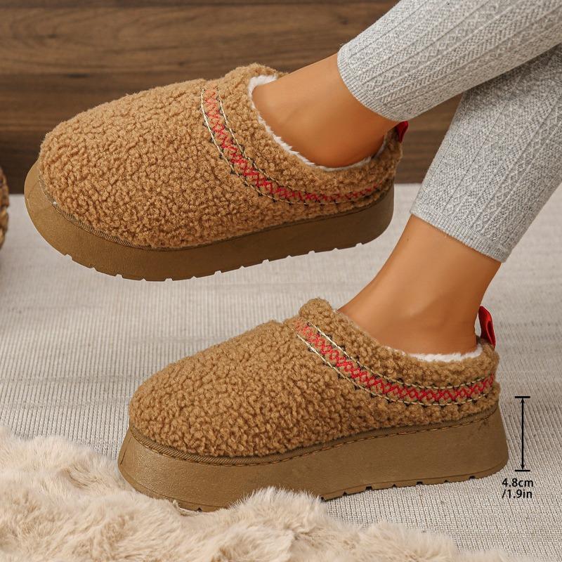 New Women's Plush Warm Thick-soled Cotton Slippers Winter Comfortable Closed-toe Women's Home Non-slip Thick-soled Slippers