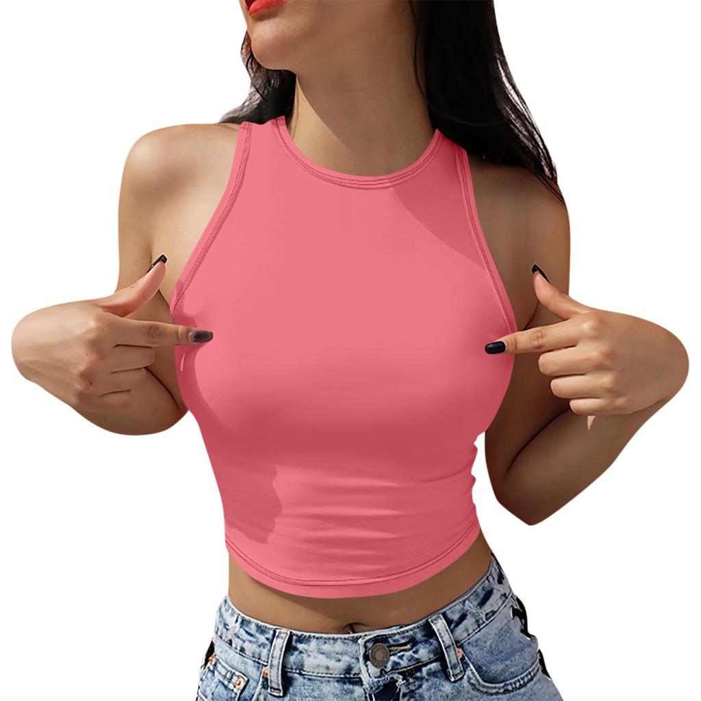 Tank Top For Women Casual Summer Sleeveless Tops Fashion Round Neck Solid Color T Shirt Tanks Tops
