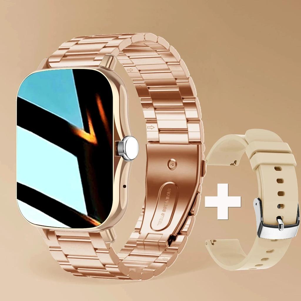 Women Gold Smart Watch Men Waterproof Bluetooth Wireless Call Infinite Screen Smart Bracelet 2024 New Watch DIY Watch Face Bands