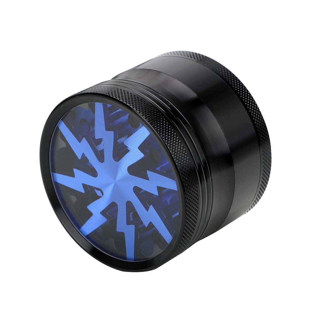 63MM 4-layer Manual Spice Cutter Aluminum Alloy Grinder Latest Lightning-Shaped Transparent