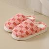 Couple Cotton Slippers Thick-bottomed Plaid Autumn and Winter Cute Flat-bottomed Slippers Winter Velvet Confinement Warm Cotton Shoes Women