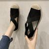 Fashion Fashion Sandals Women Retro Sewing Mesh Flats Summer Shoes Woman Elastic Bandage Casual Platform Sandals 2024 Sandalias Mujer