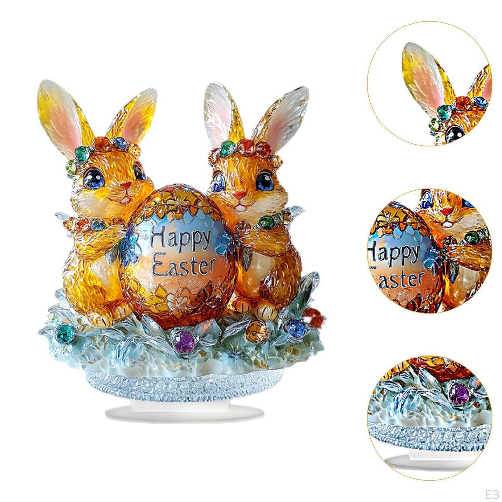 Easter Bunny Desktop Statue 2D Flat Acrylic Ornament Cute Accessories Lightweight Tabletop Figurine